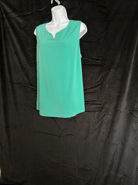 Susan Graver, turquoise sleeveless blouse, size XL